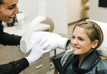 Patient receiving dental x-rays