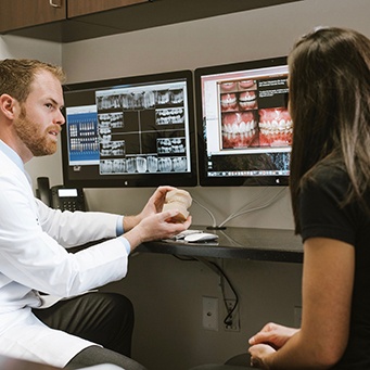 patient at a dental implant consultation 