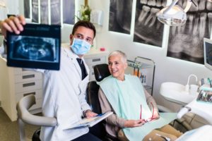 Woman smiling in the dental chair