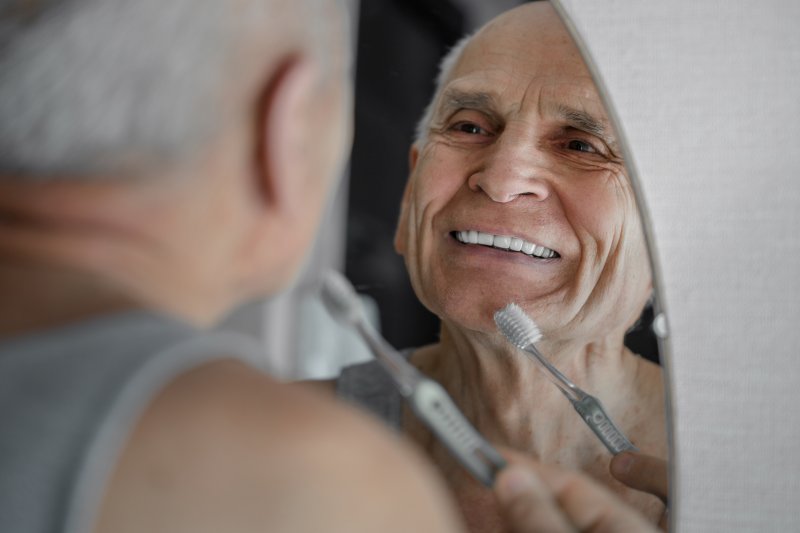 man wearing dentures